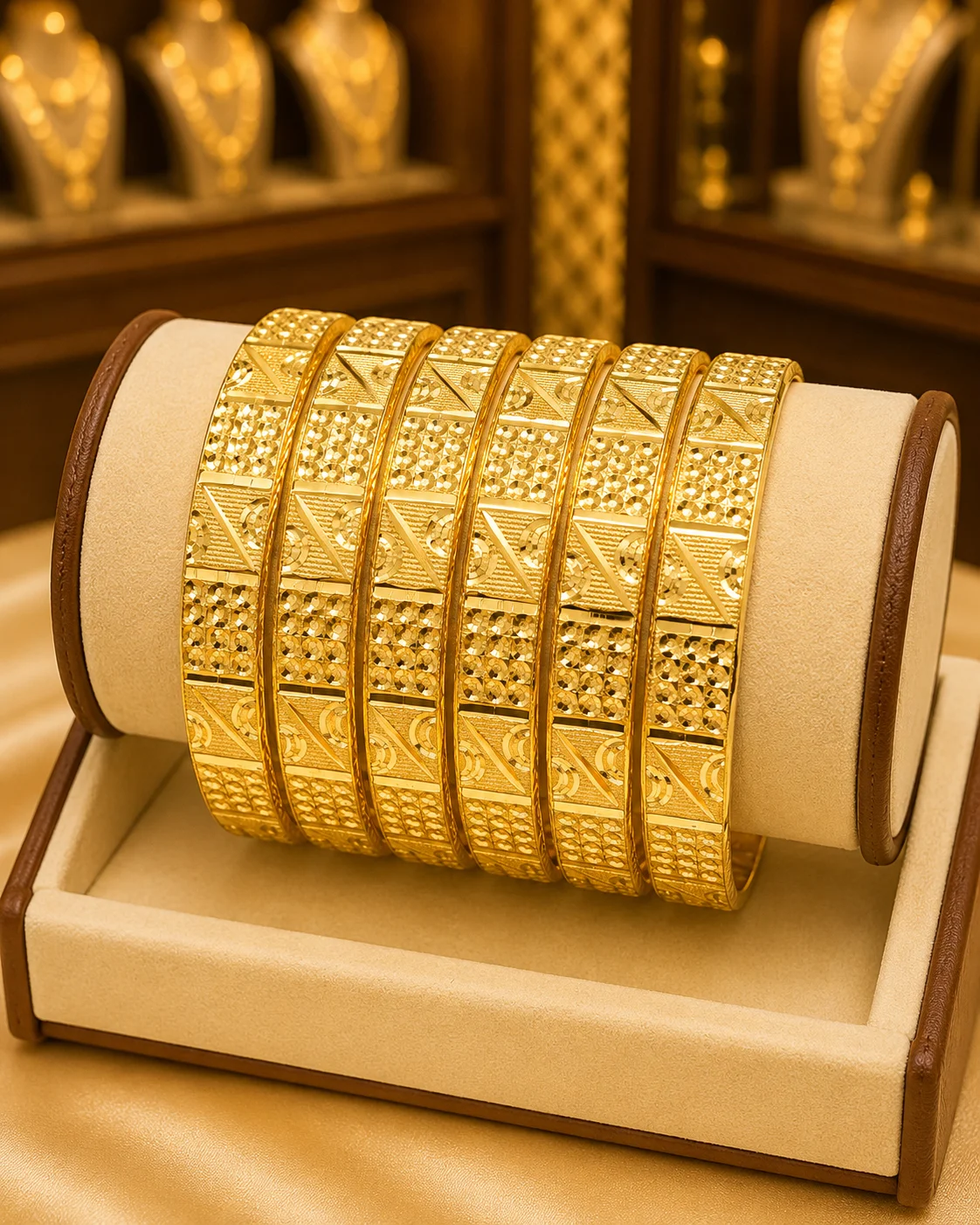 Ornate Geometric Gold Bangle