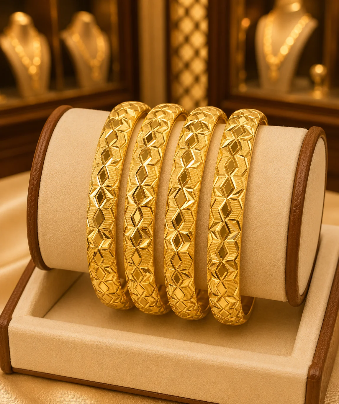 Diamond Lattice Gold Bangle