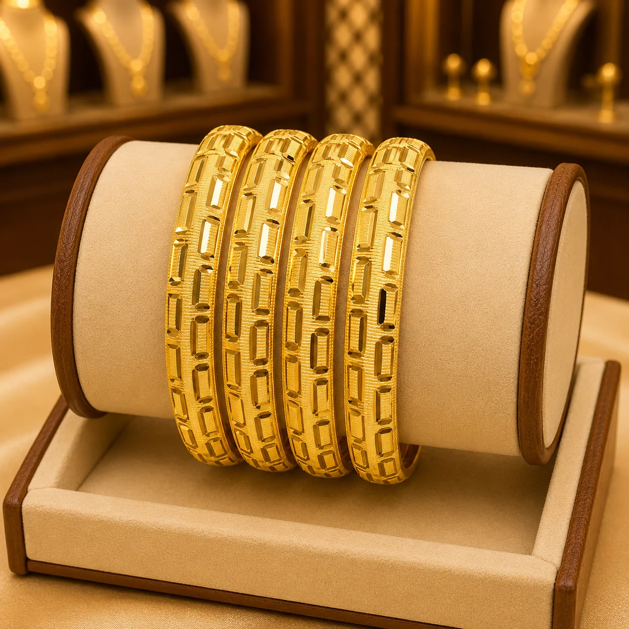 Brick-Link Gold Bangle