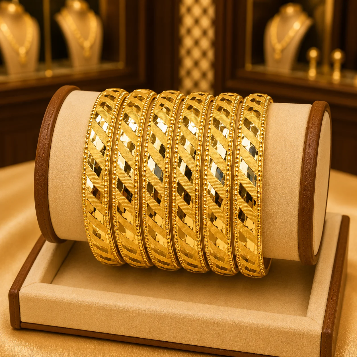 Diamond-Cut Gold Bangle